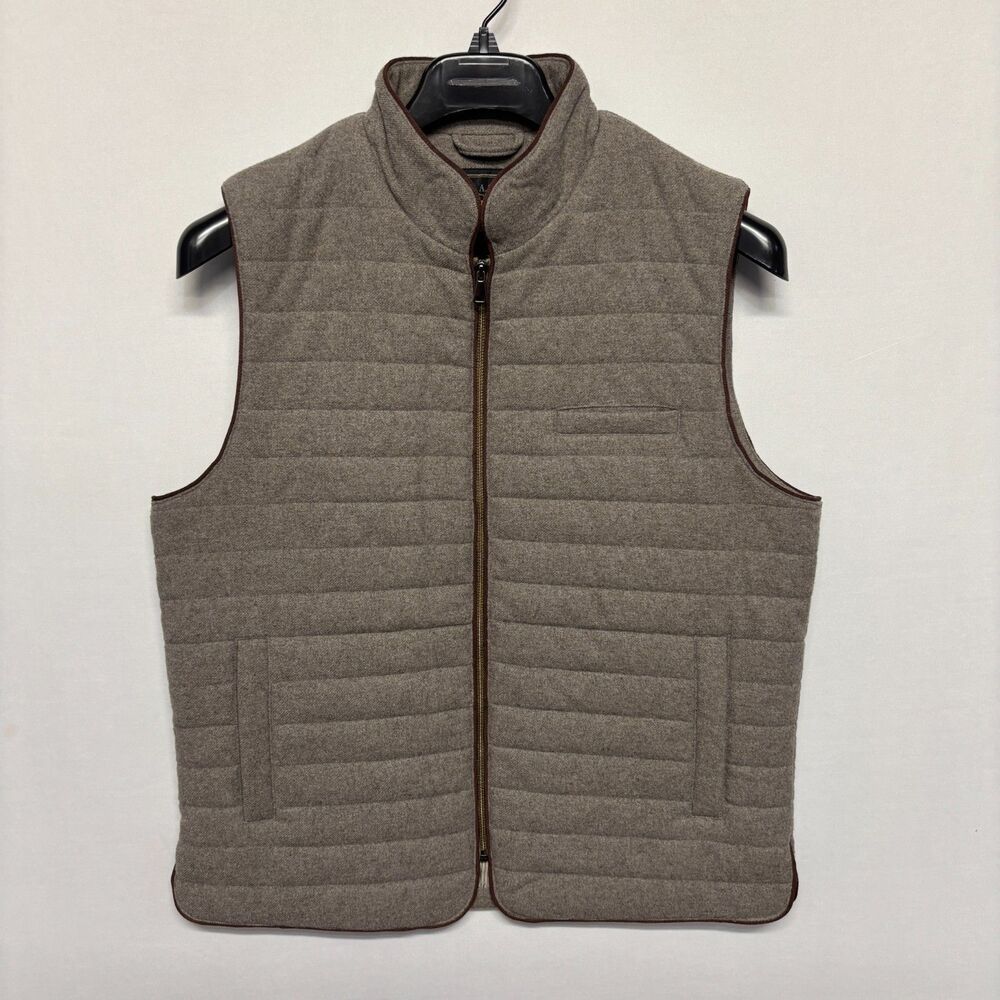 Jos A Bank Men Wool Blend Quilted Full Zip Vest Jacket Size Medium D133 -8